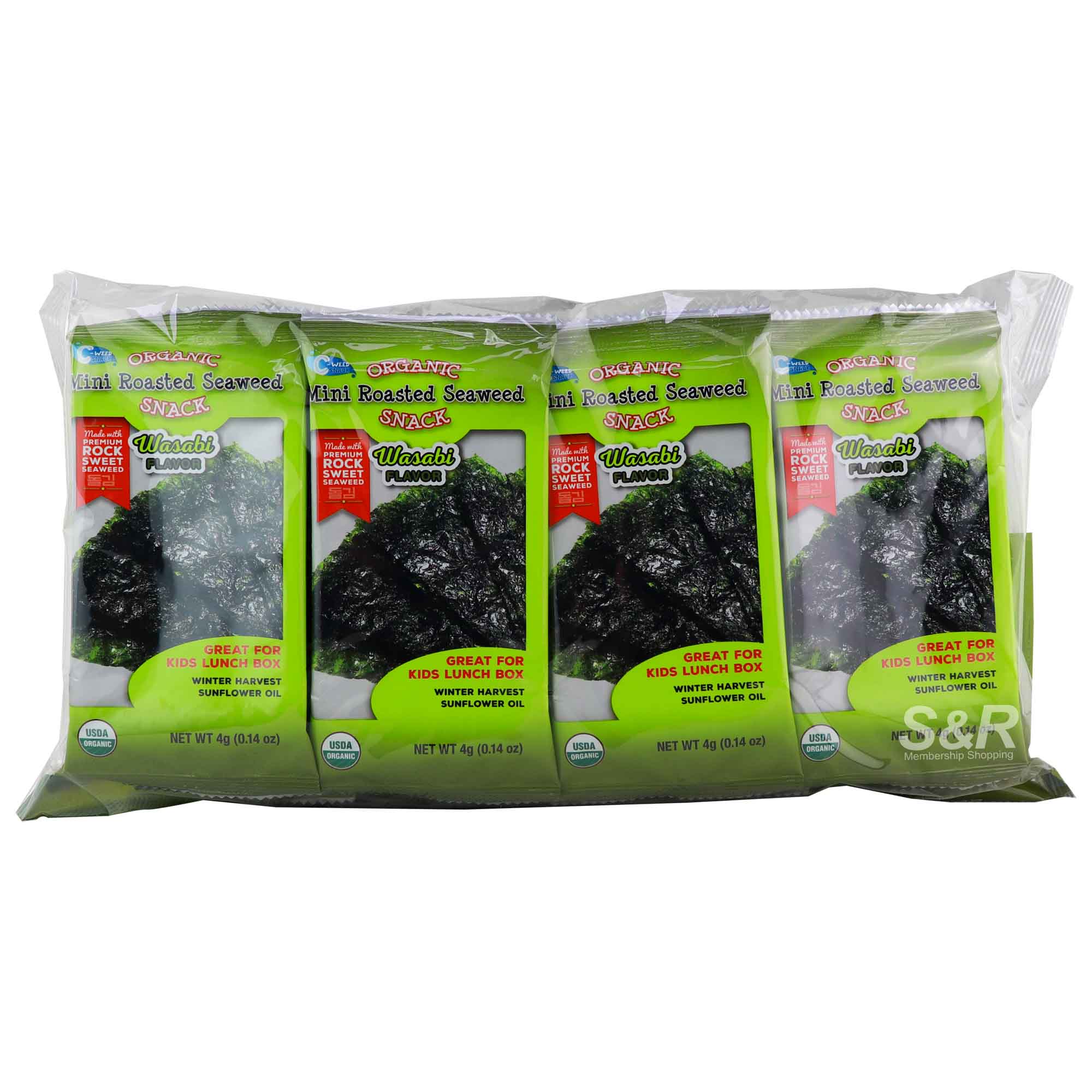 Yemat Organic Mini Roasted Seaweed Snack Wasabi Flavor 16pcs